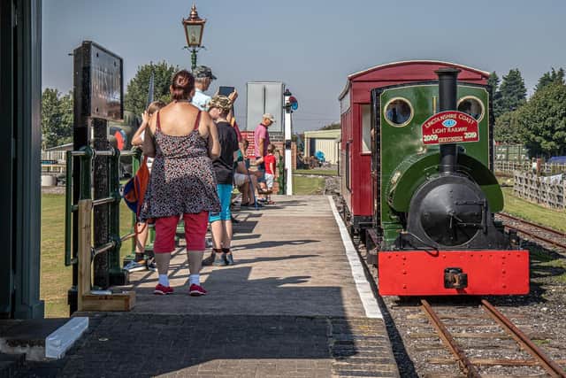 The 1903-vintage steam locomotive ‘Jurassic’ enters Walls Lane station on the Lincolnshire Coast Light Railway with a passenger service. Facilities at the station are being improved with the help of the grant from Lincolnshire County Council’s Business Recovery Fund. Photo: David Enefer/LCLR.