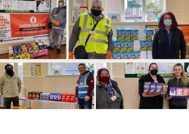 Some of the food bank volunteers with the Easter treats EMN-210504-101047001