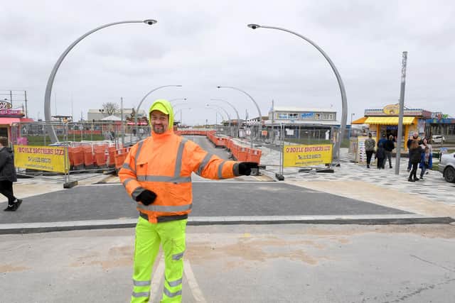 Parking marshal Francis Wilson at the entrance to Tower Esplanade in Skegness.