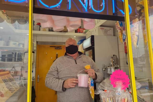 Carl Wheaton of Seaside Treats, who has taken a kiosk in the newly pedestrianised Tower Esplanade, opened for his first season.