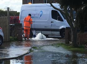 Anglian Water are working hard to restore the water supply in Burgh le Marsh after a mains burst. Photo: Gary Bennett.