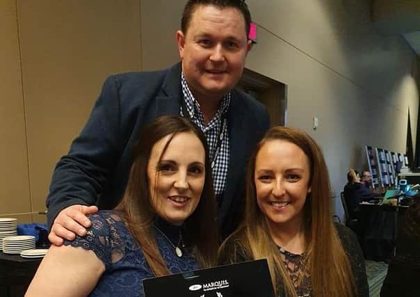 1 Stop Spas' Chris Brady, managing director, Melissa Brady (left), finance director and wife to Chris, and Laura Stephenson, sales executive.