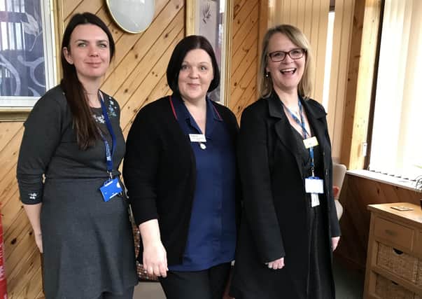 From left: Rebecca Turner Research Fellow at the University of Lincoln; Dawn Parker, Quality Lead for Older People and Frailty Services at Lincolnshire Partnership Foundation Trust; and  Anita Malkevica, Registered Manager at Tanglewood's Cedar Fall Care Home EMN-200403-104949001