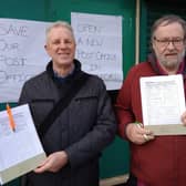 Sleaford Councillors Robert Oates and David Suiter collected hundreds of signatures in support of speeding up the replacement of the town centre post office service. EMN-201003-100844001