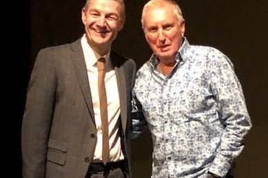 BBC Radio Lincolnshire's Scott Dalton (lef) with BBC Radio 2's Johnnie Walker.