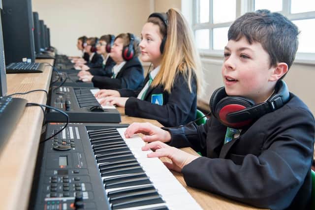 Students using the new music suite.