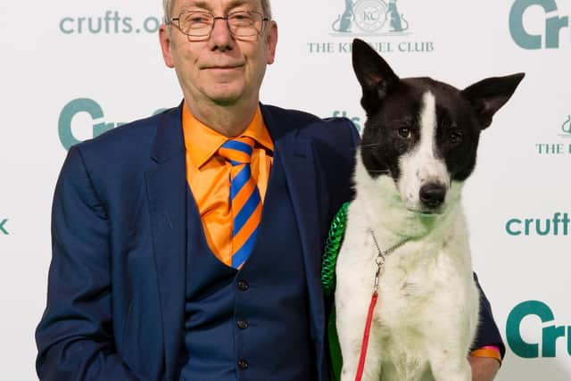 Richard Minto with Astor the Canaan Dog who has won Best in Breed at Crufts.
