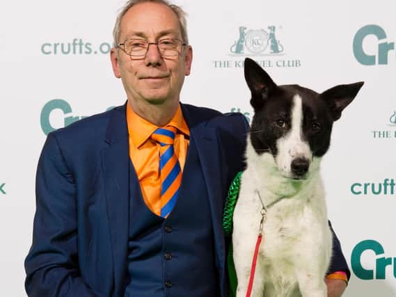 Richard Minto with Astor the Canaan Dog who has won Best in Breed at Crufts.