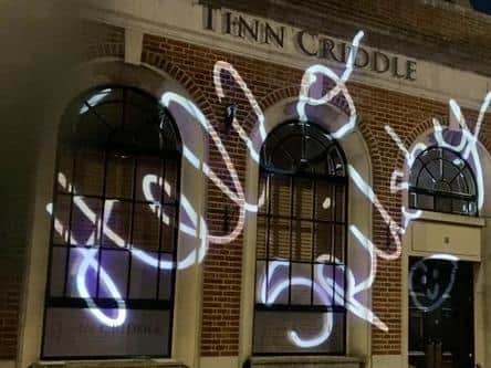 Digital graffiti on Tinn Criddles building