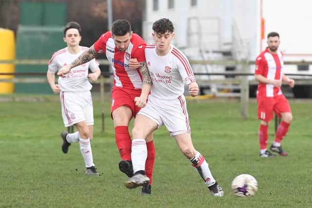 Horncastle Town (red), v Lincoln United Development. Michael Harness.