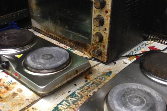 Filthy cooking area at Bel Piatto on Roman Bank in Skegness.