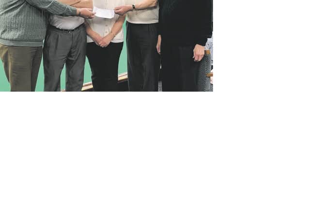 Pictured, from left are David Turner, Eric Fisher, Yvonne Turner, John Scholey and George Lancaster.