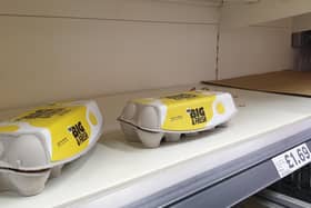 Shelves almost cleared of eggs.