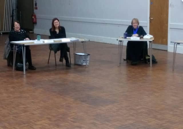 Keep your distance, (ltor) Mayor Coun Fiona Martin, clerk Amanda Bushell and Deputy Mayor Coun Angela Birchall