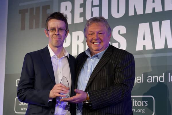 One of many highlights of a very happy time with the Melton Times - receiving my first gong at the Regional Press Awards EMN-200317-134920002