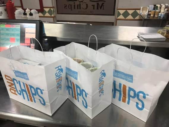 A donation of fish and chips for the medical staff at Louth County Hospital.
