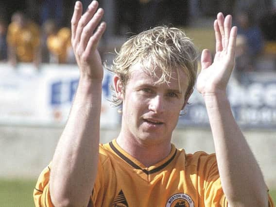 Matt Hocking celebrates after the Macclesfield victory.