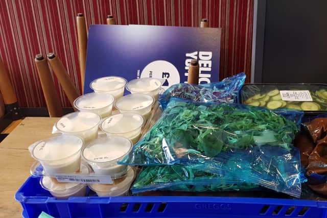 The donation from Greggs to a local homeless charity.