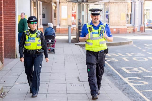 PC Paula Young and PCSO Nigel Wass in Horncastle.