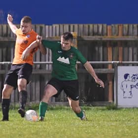 Action from Sleaford versus Lutterworth in the United Counties League earlier this season...