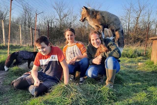 Michelle Mintram of the Wolds Wildlife Park is keeping busy looking after the animals with her children Josh and Chloe.