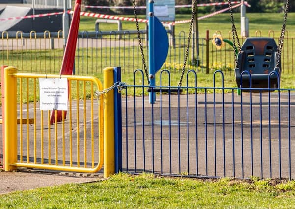 Children's play equipment lockdown on Boston Road Recreation Ground in Sleaford. EMN-200327-182654001