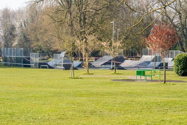 The skate park closed off on Boston Road Recreation Ground in Sleaford. EMN-200327-182609001
