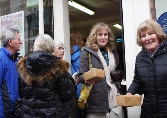 Peckish punters, pictured queuing outside Meridian Meats at last year’s event. (Photo: Louth Pie Day).