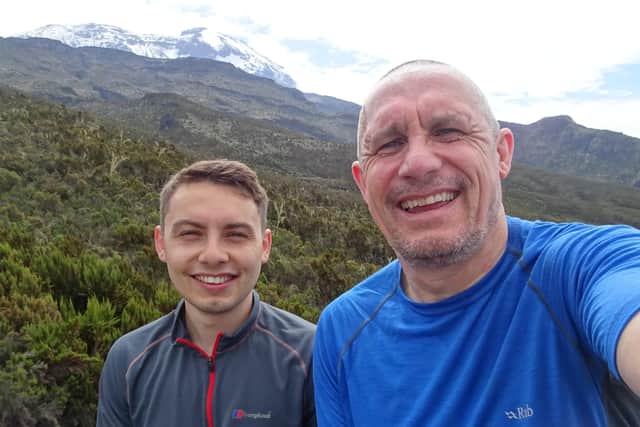 Darren Bevan, of Wyberton, and son Adam, formerly of Boston, now of Los Angeles, during their Mount Kilimanjaro climb.