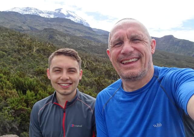 Darren Bevan, of Wyberton, and son Adam, formerly of Boston, now of Los Angeles, during their Mount Kilimanjaro climb.