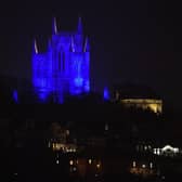 Lincoln Cathedral is illuminated in blue lights in a gesture of support and solidarity for all National Health Service (NHS) workers and carers on the frontline of the coronavirus crisis.Picture: Chris Vaughan PhotographyDate: March 26, 2020 EMN-200204-160610001