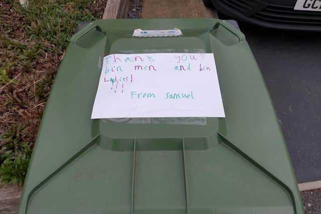 Children's thank you messages have cheered up busy NKDC bin men and women. EMN-200304-101658001
