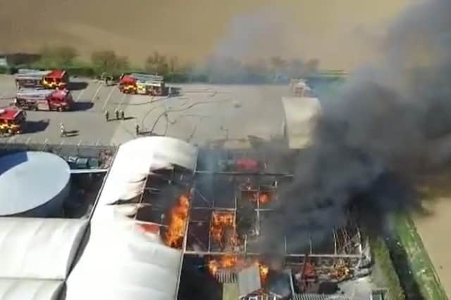 Footage captured by a Lincolnshire Police drone at the fire this morning