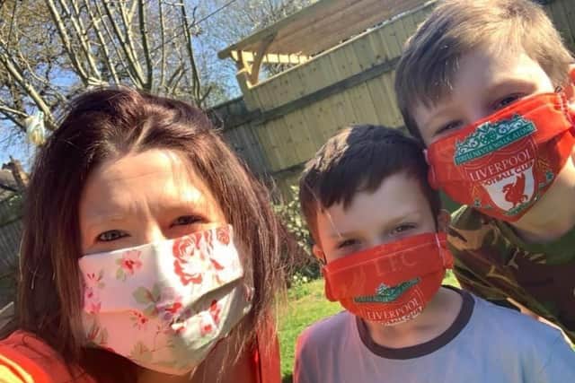 Some of the happy recipients of Teresa's face masks.