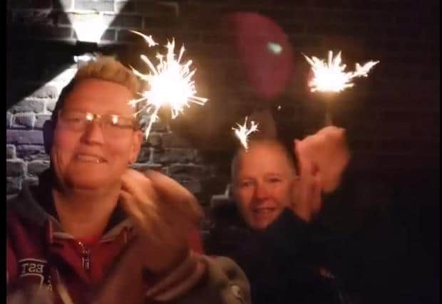 Clapping for carers with sparklers