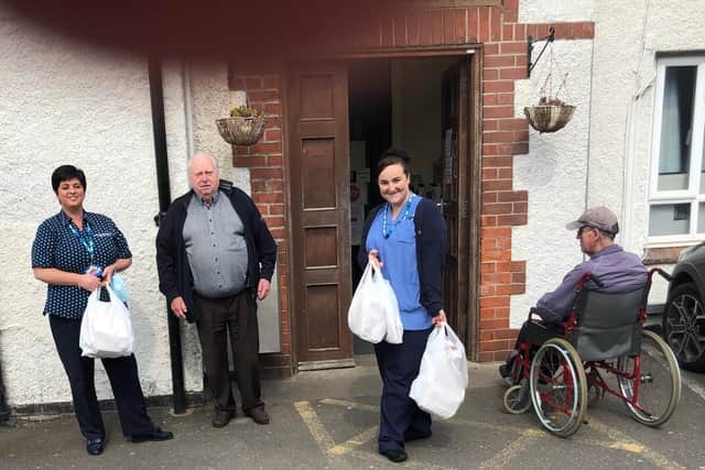 Fish and chips fare delivered to NHS workers at Skegness Hospital by Victor Fox of Harry Ramsbottoms.
