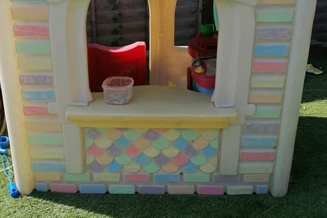 Decorated playhouse, sent in by Elisa Miles