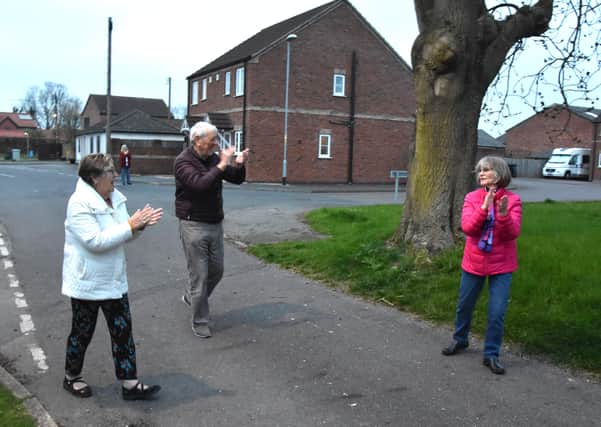Wragby residents turned out last Thursday to clap the NHS (photo by John Edwards)