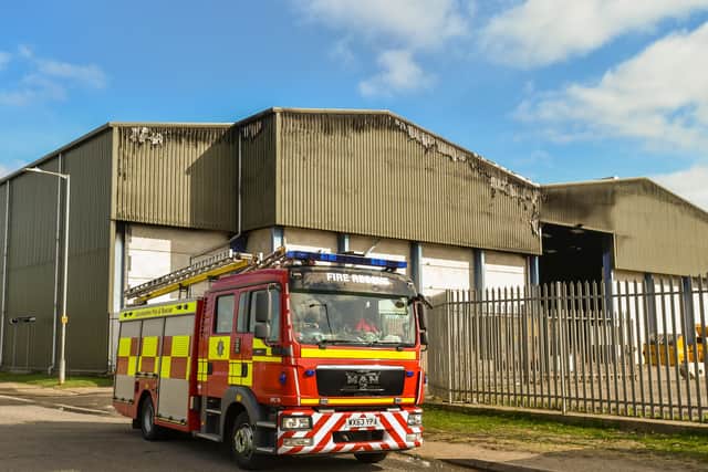 The scene at Louth Household Waste Recycling Centre on Fairfield Industrial Estate after a waste fire this morning (Tuesday). Picture: John Aron. EMN-200414-102204001