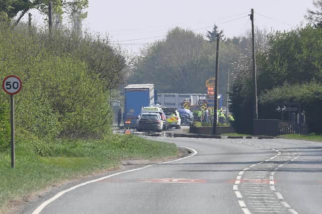 Emergency services still working around the crash site on the A17 at East Heckington.