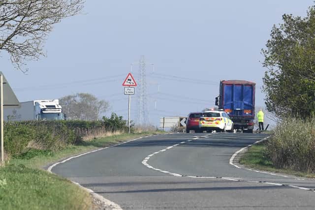 Emergency services at the collision scene on the A15 near Cranwell.
