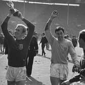 Bobby Moore and Gordon Banks celebrate winning the World Cup. Photo: GettyImages