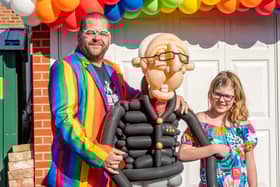 Captain Tom Moore Balloon art  Made by Craig Cash and daughter Olivia-mae age 9  Horncastle, Lincolnshire