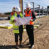 David Newton and manager Craig Elliott on a visit to the stadium earlier in the season.