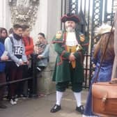 Sleaford Town Crier John Griffiths at Buckingham Palace four years ago on the Queen's 90th birthday. EMN-200423-120210001