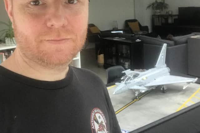 James with his creation.