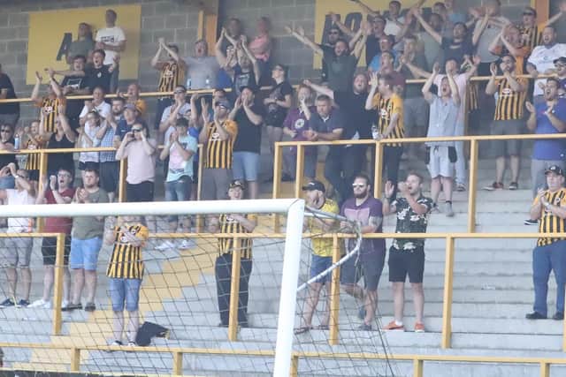 Fans watch on from the Town End.