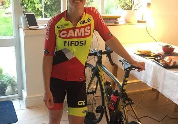 Metheringham cycle racer, Rebecca Durrell with her indoor trainer. EMN-200426-100934001