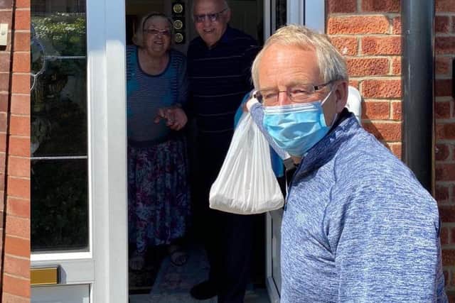 Volunteers delivering free fish and chips from Harry Ramsbottoms in Skegness.