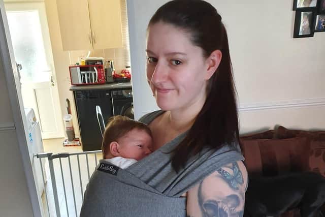 Karen Strohman pictured with her daughter Willow, who was born before lockdown.